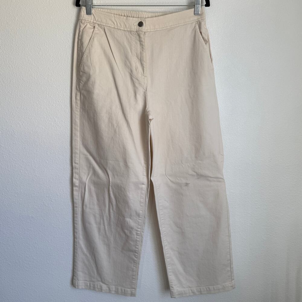 NWT Eileen Fisher Sz S High Waist Wide Leg Trouser Pants in White